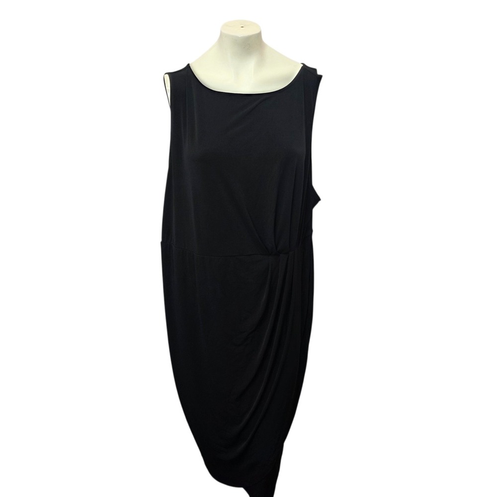 Torrid Black Ruched Midi Dress Sleeveless Stretch Plus Size 3 Little Black Dress